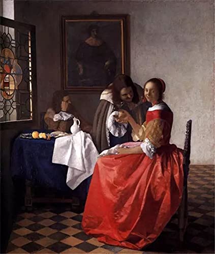 GWYDYB DIY 5D Diamond Painting Set,Johannes Vermeer - Mädchen mit Weinglas - Wanddekoration 40×50cm von GWYDYB