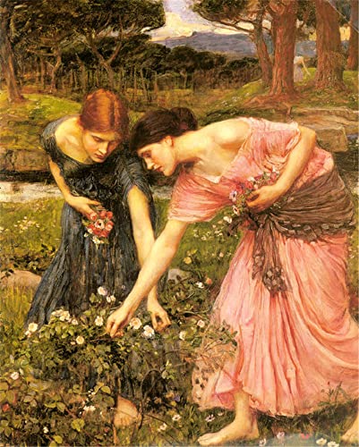 GWYDYB DIY 5D Diamond Painting Sets, Berühmte Gemälde von John William Waterhouse - Es gibt Blumen, die es wert sind, gerade gefaltet zu werden - Wanddekoration 40×50cm von GWYDYB