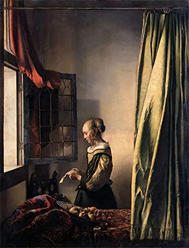 GWYDYB DIY 5D Diamond Painting Set,Johannes Vermeer - Mädchen liest einen Brief am Fenster - Wanddekoration 30×40cm von GWYDYB