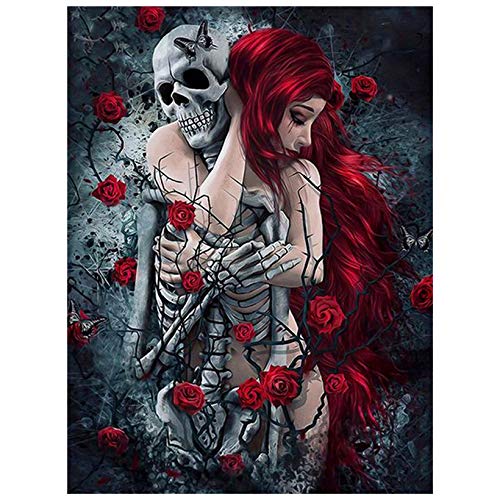 Girl and Skull DIY 5D Full Drill Diamond Painting Embroidery Cross Stitch Kit Rhinestone Mosaic Home Decor Crafts von GWYDYB