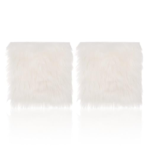 GXGM 2 Stück 90 G Faux Fur Fabric 25 x 25 cm White Fur Fabric Faux Fur Plush Fabric Faux Fur Square Patch for Faux Fur Crafts Gnome Costume Camera Floor Decoration Mat Faux Leather Fur Fabric von GXGM