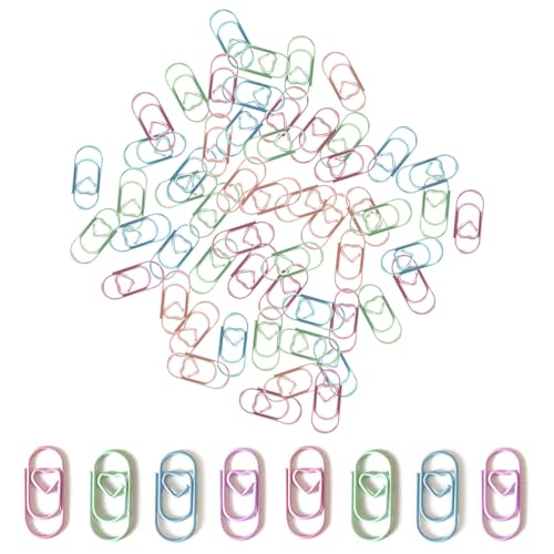 GXGM Kreide büroklammer Herz büroklammern，100 Stück, schön und exquisit, geeignet zum Dekorieren von Einladungen, Karten, Büromaterial und Schulmaterial von GXGM