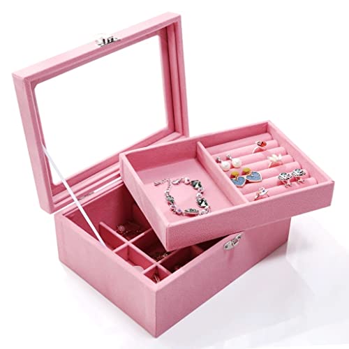 Schmuckkästchen-Organizer, Schmuckschatulle, Organizer für Frauen und Mädchen, einfache Aufbewahrungsbox mit großer Kapazität für Armbänder, Halsketten, Ringe, Ohrringe, Schmuckschatulle, Schmuck-Org von GXJBGYUSFT