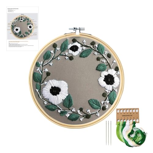 GXMDSGZ Stickerei Kit Stick-Starter-Set und Anleitung, Kreuzstich-Set, Blumen, Pflanzen, gestempelte Sticksets mit Rahmen FüR Stickerei AnfäNger(CX054) von GXMDSGZ