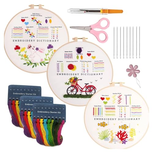 GXMDSGZ Stickerei Kit Stickstich-Übungsset for Anfänger, Bambus-Stickrahmen, Nahttrenner-Set for Bastelliebhaber, Handstich-Sticksets FüR Stickerei AnfäNger(05) von GXMDSGZ