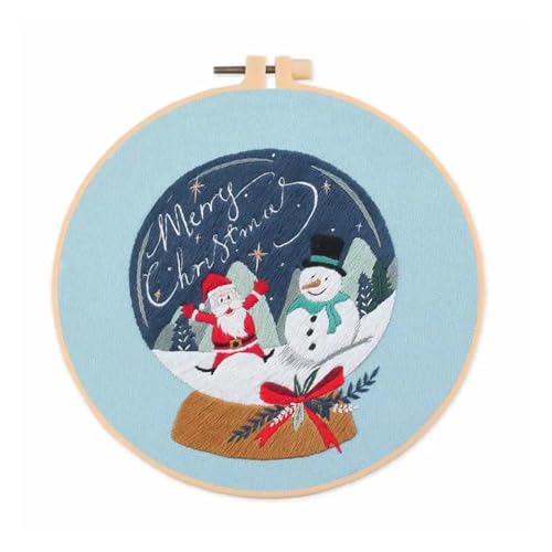 GXMDSGZ Stickerei Kit Weihnachts-Stickset mit Muster Winter und Anleitung, Rahmen, farbige Fäden, Nadelspitzen-Set for Anfänger und Erwachsene FüR Stickerei AnfäNger(K 20x20cm,with Hoop) von GXMDSGZ