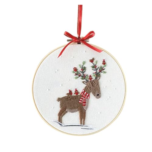 GXMDSGZ Stickerei Kit Weihnachts-Stickset mit Muster Winter und Anleitung, Rahmen, farbige Fäden, Nadelspitzen-Set for Anfänger und Erwachsene FüR Stickerei AnfäNger(T 20x20cm,No Hoop) von GXMDSGZ