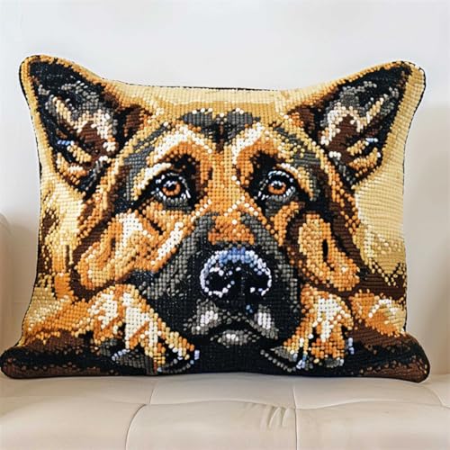 GXQFF Handarbeitsset Knüpfkissen, Knüpfen Set Für Dekokissen Tier Knüpfstern Fantasie Hund DIY Haken Häkeln Garn Nadel Handwerk Einfache Handgemachte Kissen Für Home Sofa Dekoration-E von GXQFF