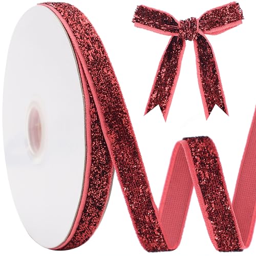 GXTIZAS Mehrfarbiges Glitzerband, 0,9 m, 9,5 m, Geschenkband, glänzendes Band für Handwerk, Weihnachtsbaumdekoration, Rot von GXTIZAS