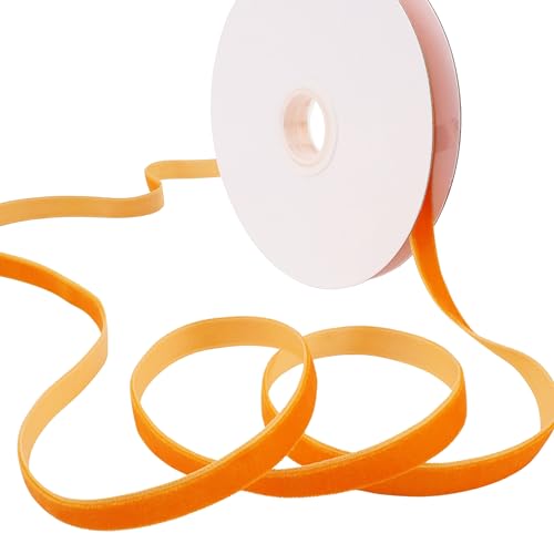 Samtband, 9,1 m, einseitige Spule, Satin-Samtband für Geschenkverpackungen, Schleifen, Weihnachtsdekoration, Orange, 9,1 m von GXTIZAS