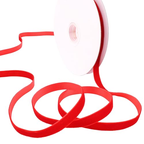 Samtband, 9,1 m, einseitige Spule, Satin-Samtband für Geschenkverpackungen, Schleifen, Weihnachtsdekoration, Rot, 9,1 m von GXTIZAS