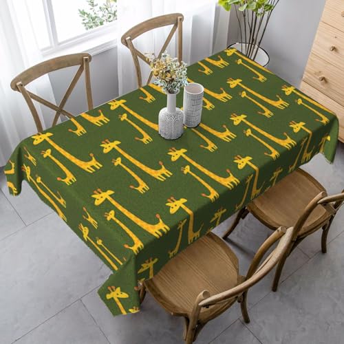 GXUNGT Elegante rechteckige Tischdecke mit Cartoon-Giraffen-Druck, für Ess-, Küchen- und Outdoor-Tische und Bauernhaus-Dekoration von GXUNGT