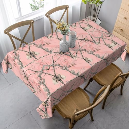 GXUNGT Elegante rechteckige Tischdecke mit rosa Blättern, für Esstische, Küchen- und Outdoor-Tische und Bauernhaus-Dekoration von GXUNGT