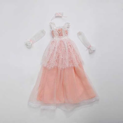 Handgefertigte BJD-Puppe Kleidung Spitzenkleid Set SD-Puppe Zubehör für 1/3 Kugelgelenkpuppen, Rosa von GYHCB