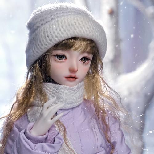 Winter BJD Doll 1/4 Hübsch Harz SD-Puppe 44 cm 17,32 Zoll Beweglich Kugelgelenkpuppe Komplettset mit Kleidung Schuhen Perücke Make-up, Geburtstagsgeschenk für Mädchen von GYHCB