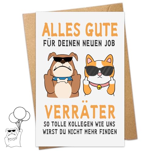 GYHWFOUL Kollege Karte, Kollegen Abschiedskarte mit Umschlag, Alles Gute für Deinen neuen Job, Abschiedsgeschenk Kollegen Jobwechsel, Lustig Karte Abschied Kollegin, Umschlag Klappkarte von GYHWOFUL