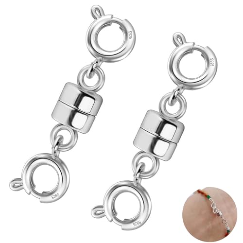 GYHWOFUL 2 Stück Magnetverschluss Kette, Kettenverlängerung Sterling Silber 925, Magnet Kettenverschluss Silber für Armbänder, DIY Jewellery Making Accessories, Halskette, Verlängerungskette von GYHWOFUL