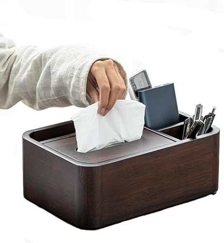 Taschentuchbox-Halter, rechteckig, multifunktional, Schreibtisch-Aufbewahrung, Serviettenhalter, dekorativer Taschentuchbox-Halter mit Deckel, Serviettenspender (1 Stück) von GYJZZW