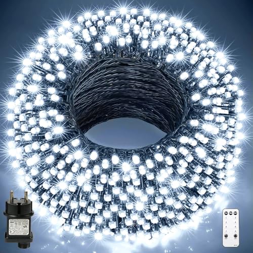 GYLEFY Lichterkette Außen, 100M 800 LED lichterkette Strom mit 8 Modi und Timer,Wasserdichte IP44 LED weihnachtsbeleuchtung Außen,weihnachtsdeko für außen & innen Kaltweiß von GYLEFY