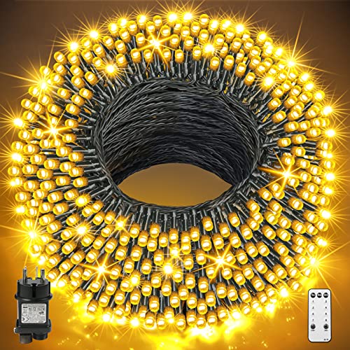 GYLEFY Lichterkette Außen 100M Weihnachtslichterkette 800LED mit Fernbedienung,Wasserdichte LED Lichterkette für Weihnachtsdekoration,Warmweiß von GYLEFY