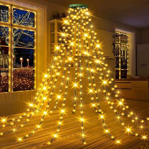 GYLEFY Lichterkette Weihnachtsbaum, 16 Stränge 2M 400LED Christbaumbeleuchtung mit Ring, Lichterkette IP65 Wasserdicht Timer 8Modi Christbaumbeleuchtung für Weihnachtsdeko Außen Innen-Warmweiß von GYLEFY