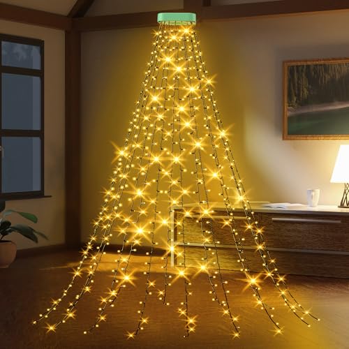 GYLEFY Weihnachtsbaum Lichterkette, 3M 480 LED 16 Stränge Christbaumbeleuchtung, Enegie Sparen Lichterkette mit 8 Modi Timer, IP65 Wasserdicht LED Christbaumbeleuchtung Dekor Innen Außen (Warmweiß) von GYLEFY