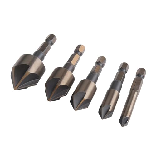 GYQIZSS 5PCS M35 Kobalt Senker Bohrer Set 82 Grad 5 Flöte Sechseckigen Runde Schaft Zähler Waschbecken Bit for metall Holz Sperrholz Plasti von GYQIZSS