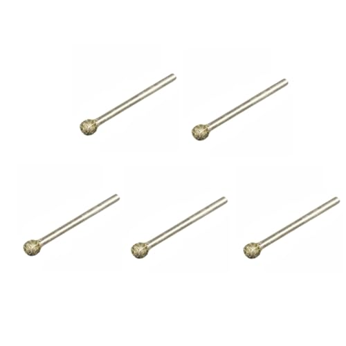 GYQIZSS 5Pcs 3/4/5/6/8/10/12mm Diamant Sphäroid Ball Grat schleifen Gravur Bit 2.35/3mm Schaft Kopf for Dreh Werkzeuge 60 Grit von GYQIZSS