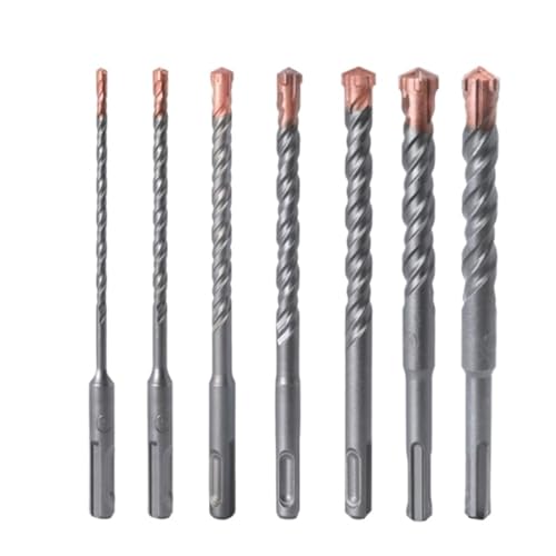 GYQIZSS 7-teiliges SDS-Plus-Hammerbohrer-Set (4-schneidig) for Beton, Ziegel, Stein, Mauerwerk und Granit von GYQIZSS