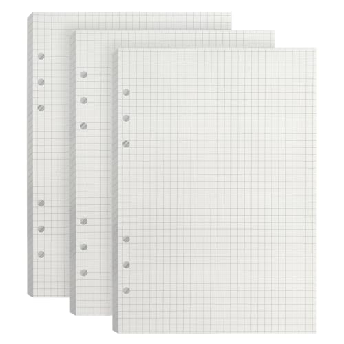 GYSRXS 3 Packungen A5 Nachfüllpapier Kariert 135 Blätte Ringbuch Nachfüllbar Papier 6 Löcher Notizpapier Nachfülleinlagen für A5 Notizbuch,Tagbuch,Skizze,Malerei von GYSRXS