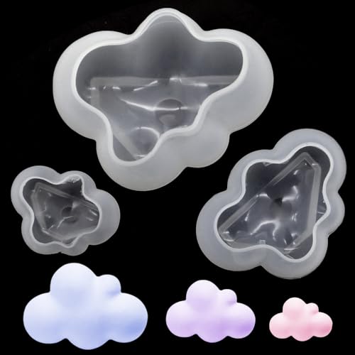 GYSRXS Silikonform Kerzen 3 Stück Wolken Silikonform Epoxidharz 3D Mini Gießformen Silikon Verwendet für Kerzenherstellung,Gips,Kunsthandwerk,DIY,Dekoration(Transparent) von GYSRXS