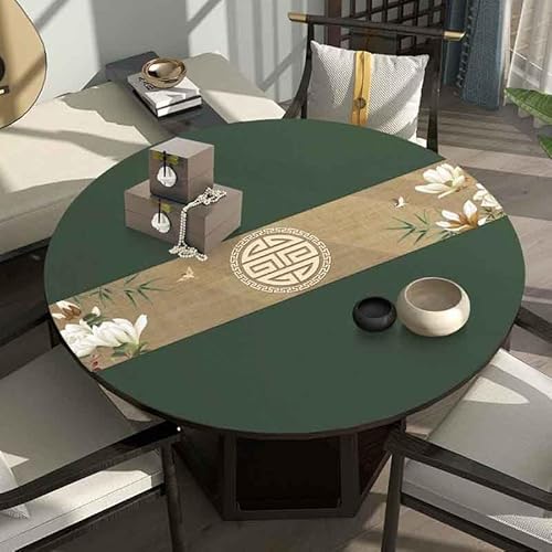 Tischdecke Outdoor Rund 50 cm,tischdecke Rund,Outdoor Biertisch Tischdecke,Leder Tischdecke,Chinesische Elegante Runde Tischmatte Aus Leder(D,50cm) von GYYFQH