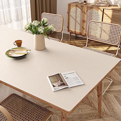 Tischdecke PU Leder,Lederoptik Tischwäsche Wasserdicht, 1.8 mm Tischwäsche，Kunstleder Tischtuch, Abwischbar Tischdecke für Hause Küche Restaurant,Beige-80×120cm/31×47inch von GYYFQH