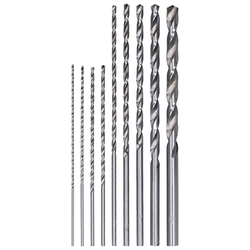 9pcs Twist Bohrer Bit Extra Langes Hochgeschwindigkeits -Stahl -Bohrwerkzeug Set Kit für Plastikholz von GYZOUKA