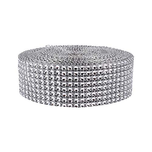 Diamant-Strass-Netzband, 8 Reihen, 9,1 M, 3,6 Cm Breite, heiß Zuschneidbares Hochzeitsband, Funkelnde Strass-Kristallkette (Silber) von GYZOUKA