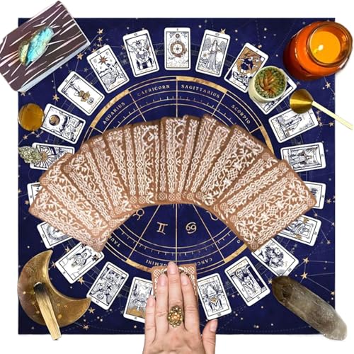 Tarot-Tuch zum Lesen, Tarot-Kartentuch - Quadratisches Hexen-Tarot-Tuch | Zarte Wahrsagerei-Tischdecke, samtiges Hexen-Tarot-Tuch für den Altar von GZBMEZS