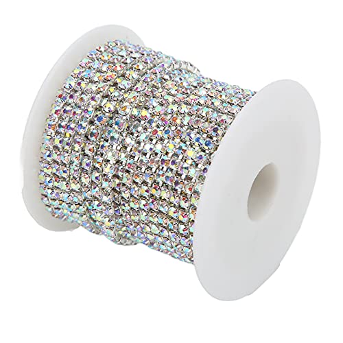 -Besatz, Bastel- -Kette, langlebig, robust, exquisit, elegant, bunt, glitzernd, für Kleidung, Dekoration, zum Basteln, als Geschenk(Silberner Hintergrund AB Farbe, 3 mm) von GZD