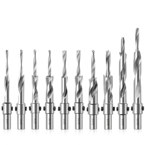 GZE-KODJFKPO Senkerbohrer-Set, 10-teiliges Senkerbohrer-Bit for Holz, Hochgeschwindigkeitsstahl-Sechskantschaft-Kegelbohrer for Holzbearbeitung und Zimmerei von GZE-KODJFKPO