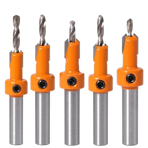 GZE-KODJFKPO Senkerbohrer-Set, 5-teiliges Senkerbohrer-Bit for Holz, Hochgeschwindigkeitsstahl-Sechskantschaft-Kegelbohrer for Holzbearbeitung und Zimmerei(5pcs 10mm) von GZE-KODJFKPO