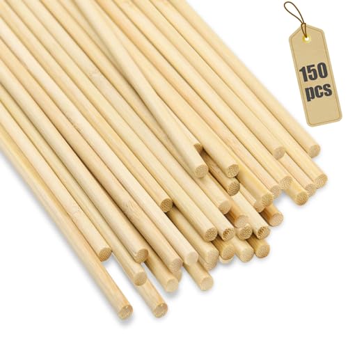 GZGXKJ 150 Stück Holzstäbe Holzstäbchen zum Basteln 300mmx4mm Rundstab Holz Dübelstangen Geeignet für Möbeldekoration, Modellbau und Heimwerkerhandwerk von GZGXKJ