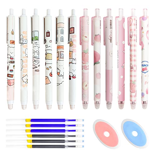 GZGXKJ 38 Pcs Radierbarer Kugelschreiber 0.5mm Gelschreiber Cartoon Stift 12 Tintenroller Erasable Pen mit 24 Nachfüllungen 2 Radiergummis für Kinder Studenten Büro Geschenk von GZGXKJ