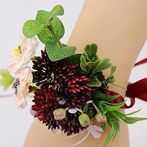 GZKDKZB Ansteckblume fürs Handgelenk, Ansteckblume für die Hochzeit, rote Blumen, Ansteckblumen für den Bräutigam, Brautjungfer, Ansteckblume fürs Handgelenk, Blumen, Ansteckblume für die von GZKDKZB