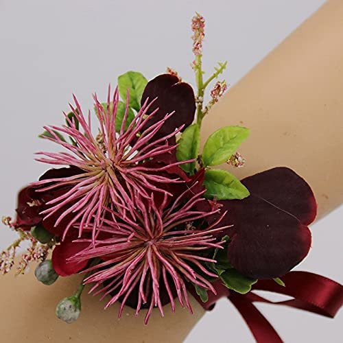 GZKDKZB Ansteckblume fürs Handgelenk, Hochzeit, Boutonniere, rote Blumen, Boutonnieres für Trauzeugen, Brautjungfern, Ansteckblume fürs Handgelenk, Blumen, Hochzeit, Bräutigam, Boutonniere von GZKDKZB