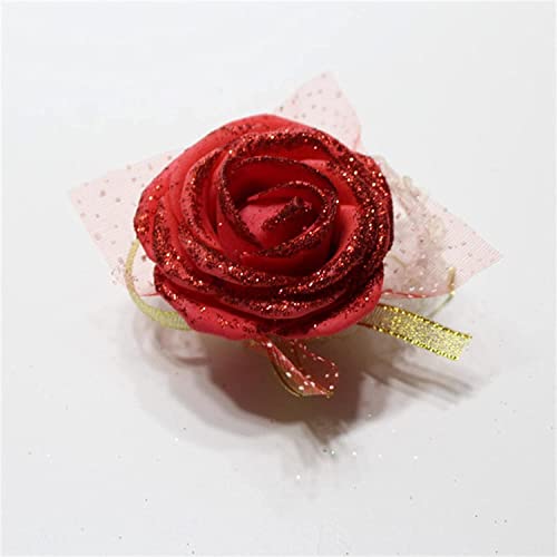 GZKDKZB Handgelenk-Ansteckblume für Hochzeiten, 12 Farben, Schaumrosen, Seidenband, Braut-Ansteckblume, dekoratives Armband, Armband, Brautjungfer, Hochzeitsblumen 1104 (Farbe: 6) von GZKDKZB