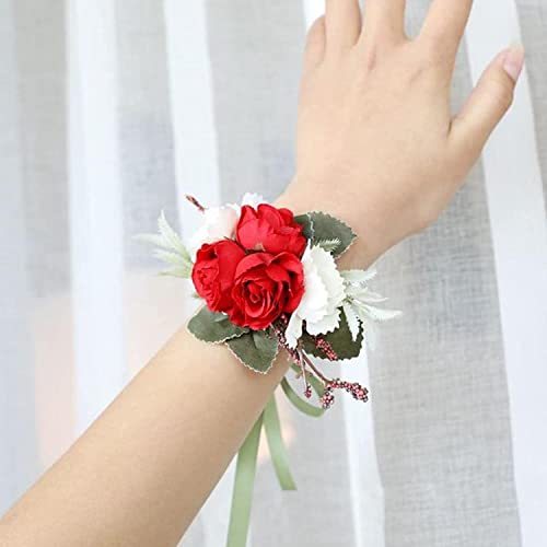 GZKDKZB Handgelenk-Ansteckblume für die Hochzeit, Ansteckblume aus Kunstseide, Rosen, Ansteckblume für die Brautjungfer, Armband, Blumen, Brauthochzeit, Handgelenkblume 1103 (Farbe: G Hand von GZKDKZB