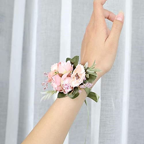 GZKDKZB Handgelenk-Ansteckblume für die Hochzeit, Ansteckblume aus Kunstseide, Rosen, Ansteckblume für die Brautjungfer, Armband, Blumen, Brauthochzeit, Handgelenkblume 1103 (Farbe: H Hand von GZKDKZB