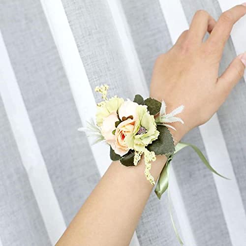 GZKDKZB Handgelenk-Ansteckblume für die Hochzeit, Ansteckblume aus Kunstseide, Rosen, Ansteckblume für die Brautjungfer, Armband, Blumen, Brauthochzeit, Handgelenkblume 1103 (Farbe: I Hand von GZKDKZB