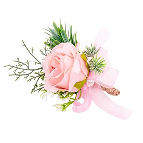 GZKDKZB Handgelenk-Anstecker, Brautjungfern-Handgelenkblumen, handgefertigt, für Hochzeit, Abschlussball, Party, Boutonniere, Brosche, Rosenarmband, Stoff, Handblumen, Hochzeitsaccessoires von GZKDKZB