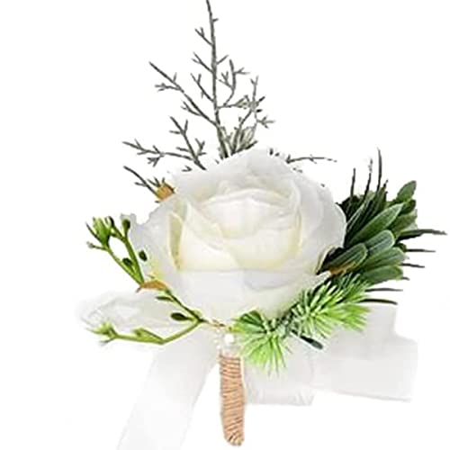 GZKDKZB Handgelenk-Anstecker, Rosenperlen-Handgelenk-Anstecker, Boutonnieres, Abschlussball-Handblumen, Seiden-Hochzeitsaccessoires, Bräute, Brautjungfern-Handgelenk-Blumenarmband, B-Handg von GZKDKZB