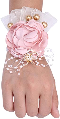 GZKDKZB Handgelenk-Corsage, Hochzeits-Ansteckblume, Brautjungfern-Handgelenkblume, Braut- und Bräutigam-Corsage, elastisches Armband, Perlenband, Koreanisches Hochzeits-Kleingeschenk 1103 von GZKDKZB